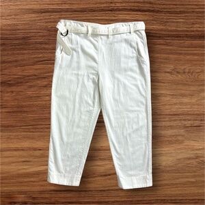 Brunello Cucinelli Women Pants Belted White Pull On High Waist Twill Pants Italy